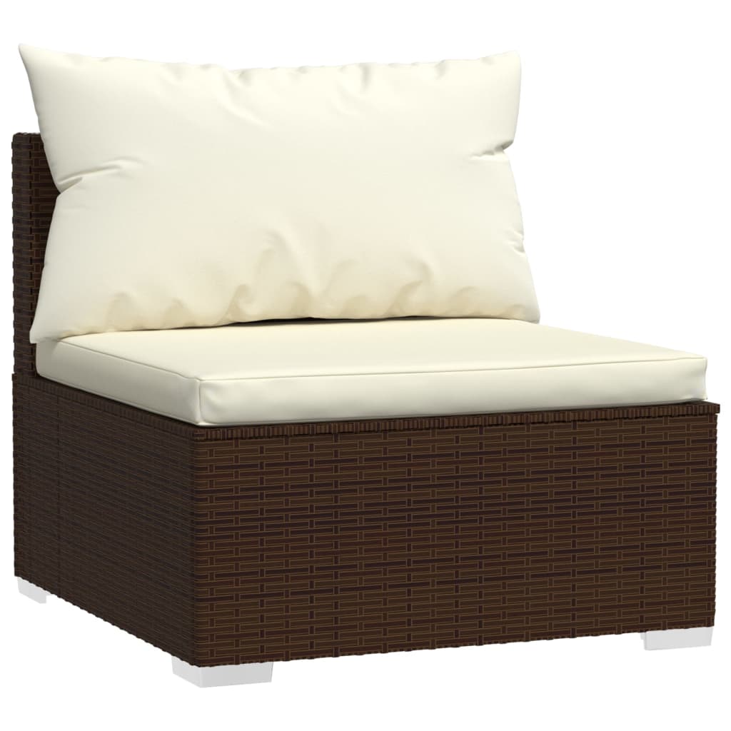 Set Mobilier De Grădină Cu Perne, 2 Piese, Maro, Poliratan