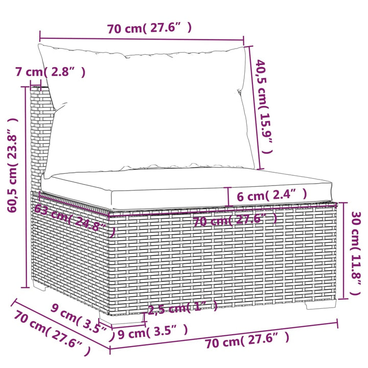 Set Mobilier De Grădină Cu Perne, 2 Piese, Maro, Poliratan
