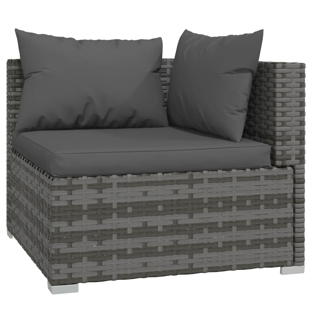 Set Mobilier De Grădină Cu Perne, 4 Piese, Poliratan, Gri