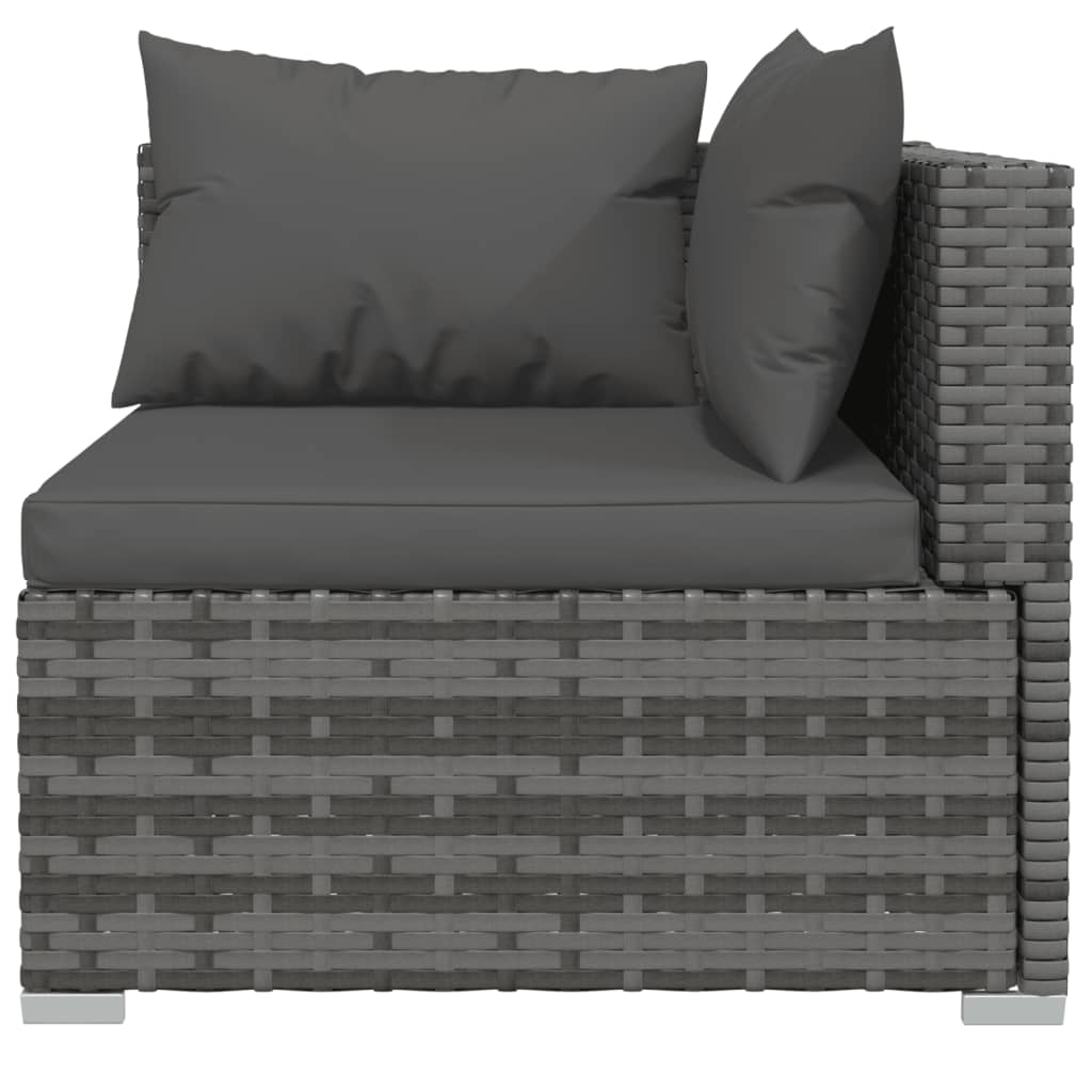 Set Mobilier De Grădină Cu Perne, 4 Piese, Poliratan, Gri