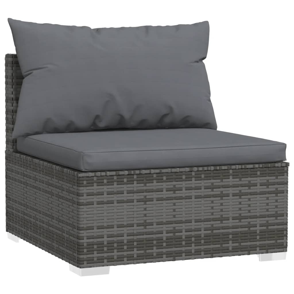 Set Mobilier De Grădină Cu Perne, 4 Piese, Poliratan, Gri