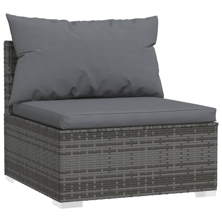Set Mobilier De Grădină Cu Perne, 4 Piese, Poliratan, Gri