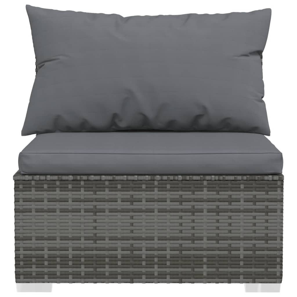 Set Mobilier De Grădină Cu Perne, 4 Piese, Poliratan, Gri