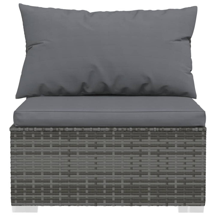 Set Mobilier De Grădină Cu Perne, 4 Piese, Poliratan, Gri