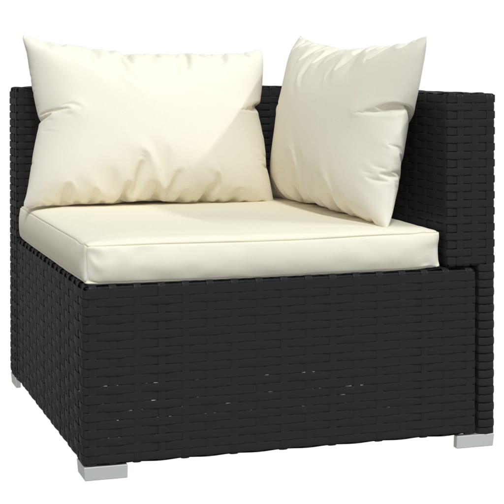 Set Mobilier De Grădină Cu Perne, 5 Piese, Negru, Poliratan