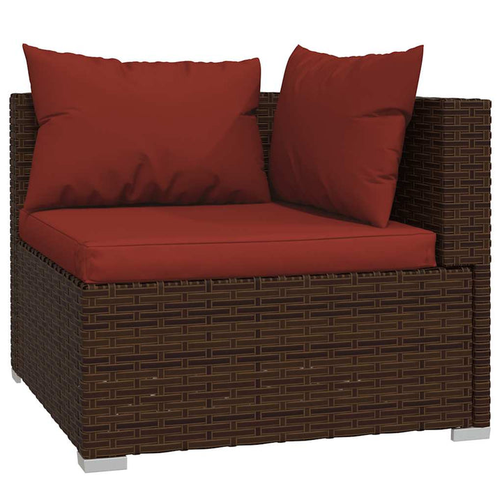 Set Mobilier De Grădină Cu Perne, 5 Piese, Maro, Poliratan