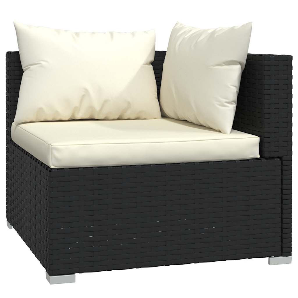 Set Mobilier De Grădină Cu Perne, 4 Piese, Negru, Poliratan