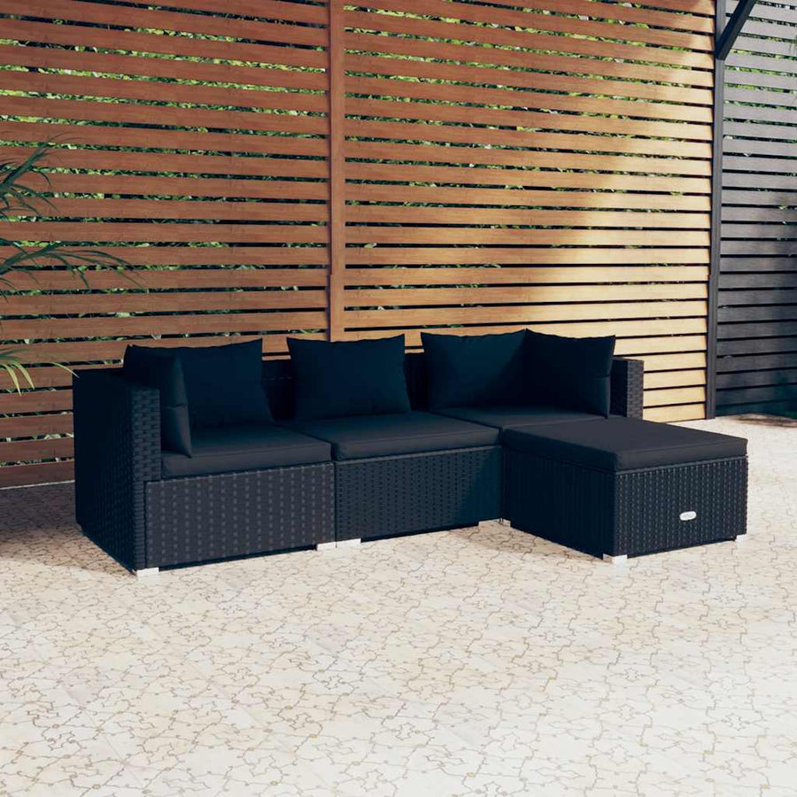 Set Mobilier De Grădină Cu Perne, 4 Piese, , Poliratan