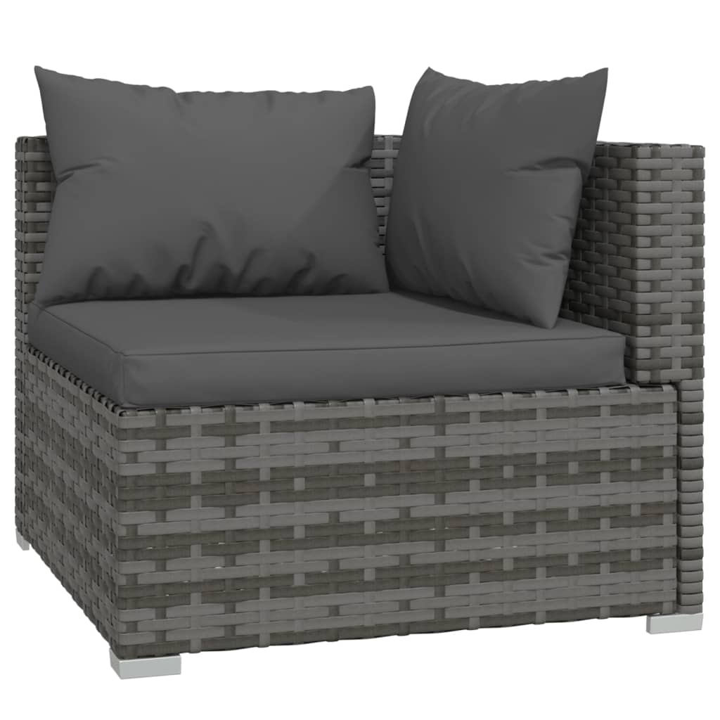 Set Mobilier De Grădină Cu Perne, 5 Piese, Gri, Poliratan