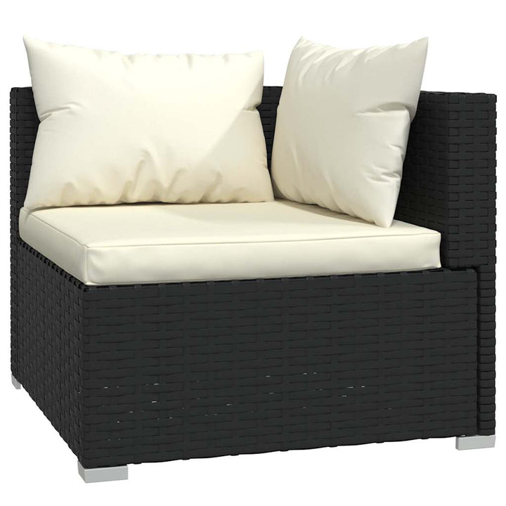 Set Mobilier De Grădină Cu Perne, 4 Piese, Negru, Poliratan