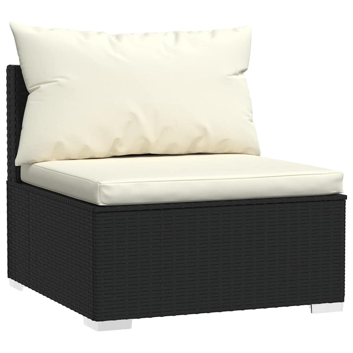 Set Mobilier De Grădină Cu Perne, 4 Piese, Negru, Poliratan