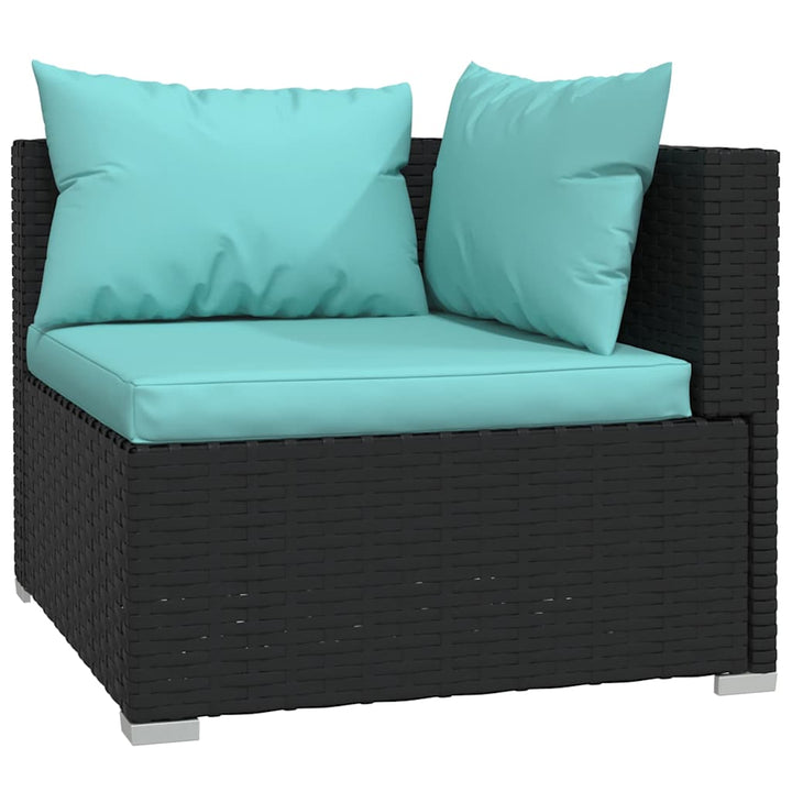 Set Mobilier De Grădină Cu Perne, 4 Piese, Negru, Poliratan