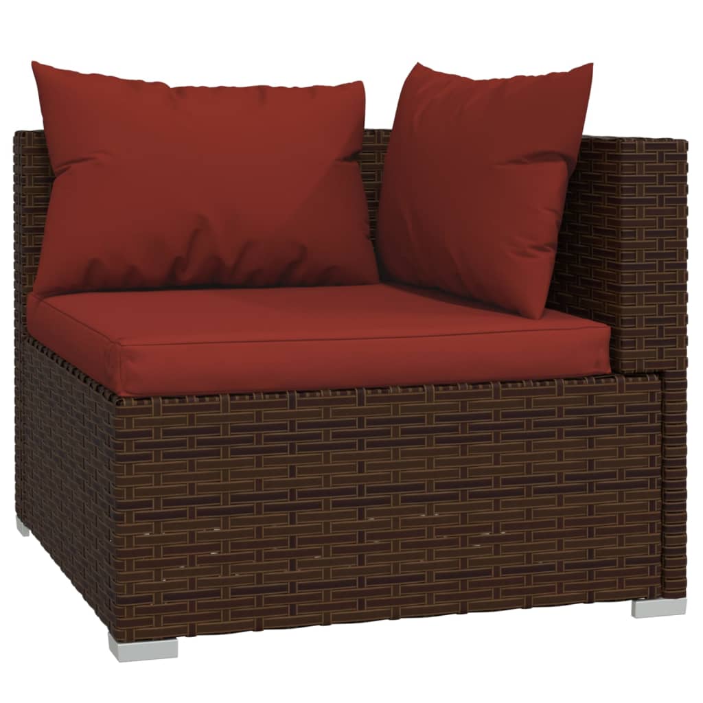 Set Mobilier De Grădină Cu Perne, 4 Piese, Maro, Poliratan