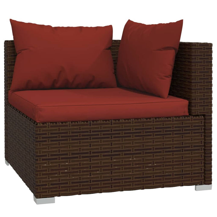 Set Mobilier De Grădină Cu Perne, 4 Piese, Maro, Poliratan