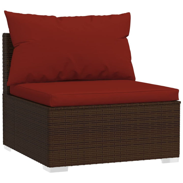 Set Mobilier De Grădină Cu Perne, 4 Piese, Maro, Poliratan