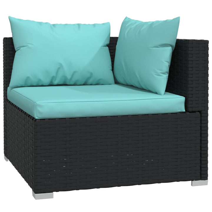 Set Mobilier De Grădină Cu Perne, 5 Piese, Negru, Poliratan