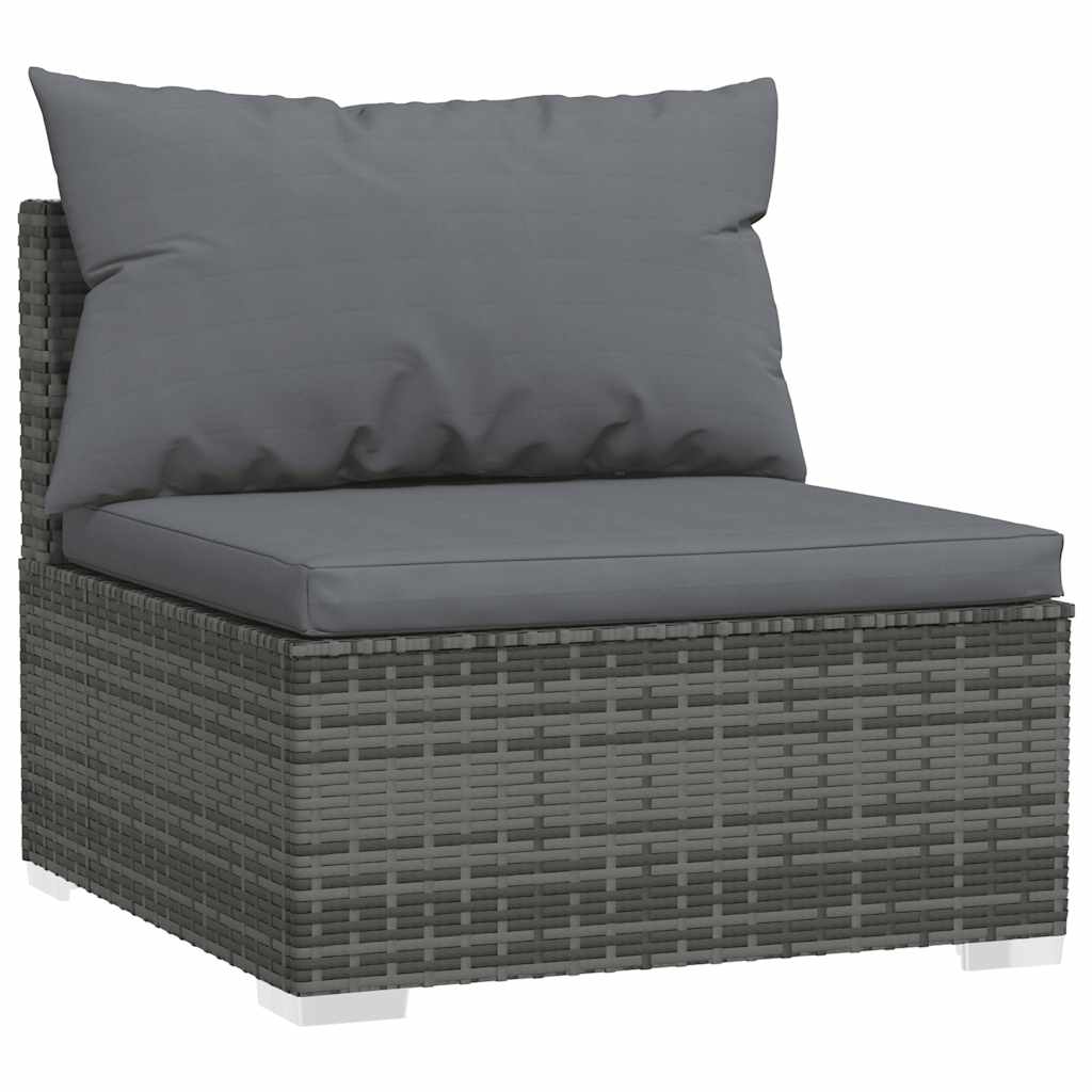 Set Mobilier De Grădină Cu Perne, 5 Piese, Gri, Poliratan