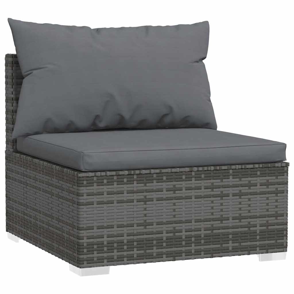 Set Mobilier De Grădină Cu Perne, 5 Piese, Gri, Poliratan
