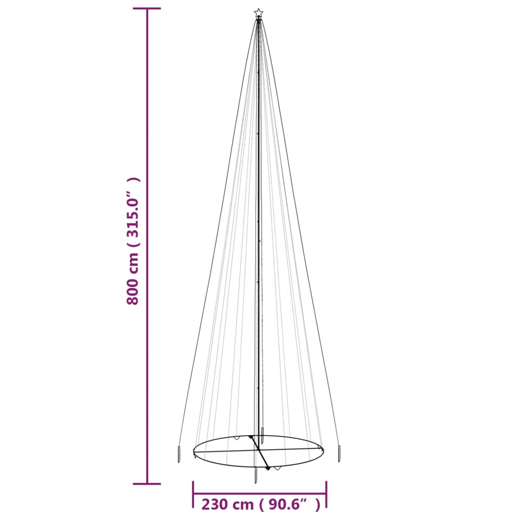Brad De Crăciun Conic, 1134 Led-Uri, , 230X800 Cm