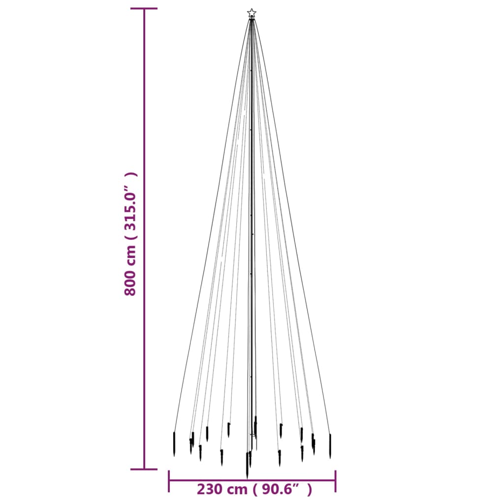 Brad De Crăciun Cu Țăruș, 1134 Led-Uri, , 800 Cm
