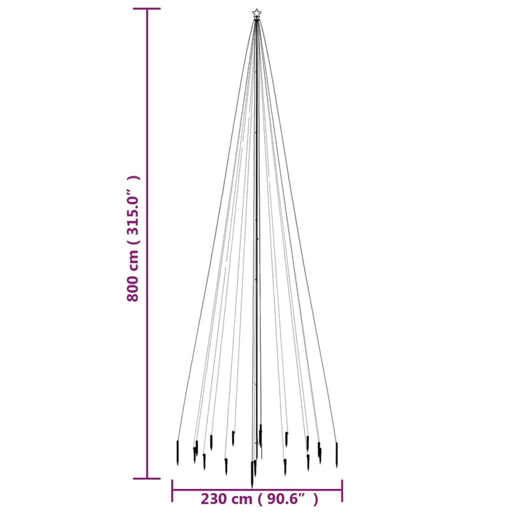 Brad De Crăciun Cu Țăruș, 1134 Led-Uri, , 800 Cm