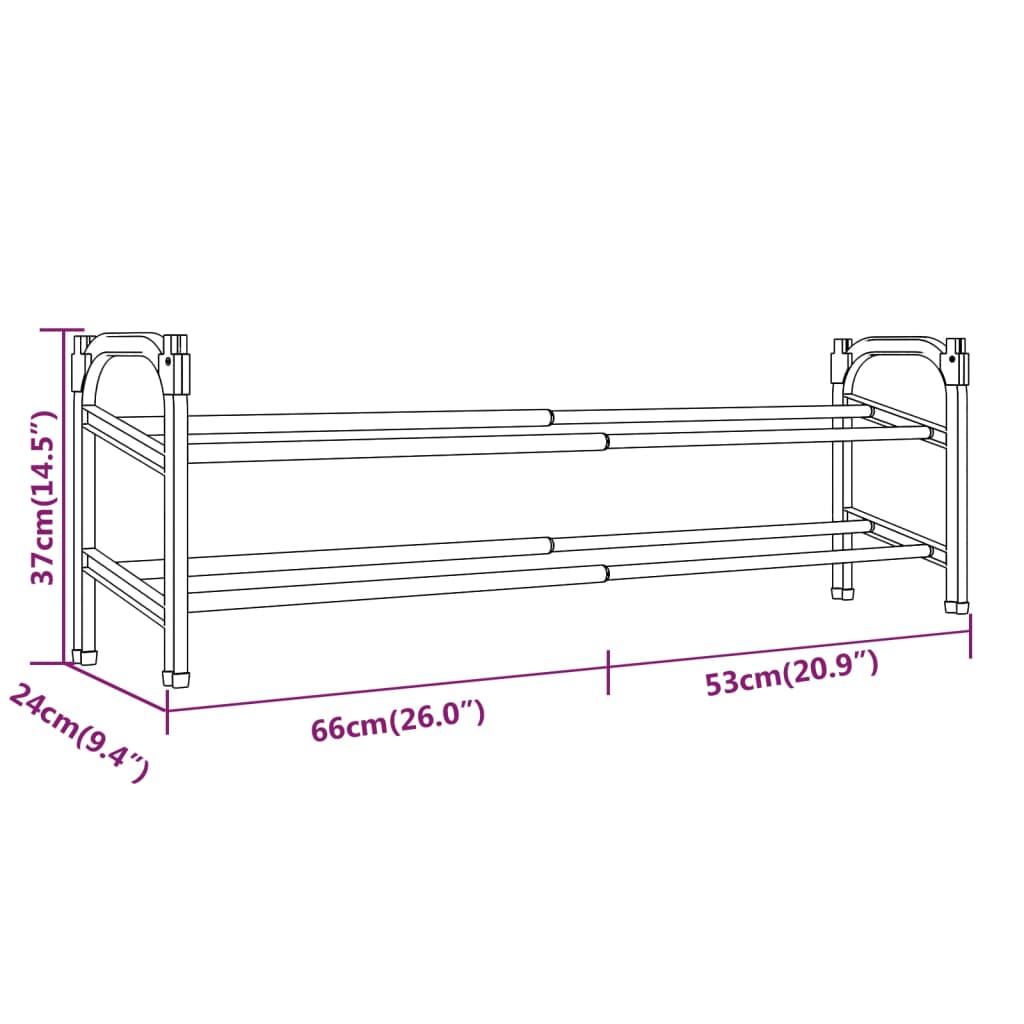 Suport Pentru Pantofi Extensibil Cu 2 Rafturi, 119X24X37 Cm