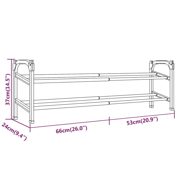 Suport Pentru Pantofi Extensibil Cu 2 Rafturi, 119X24X37 Cm