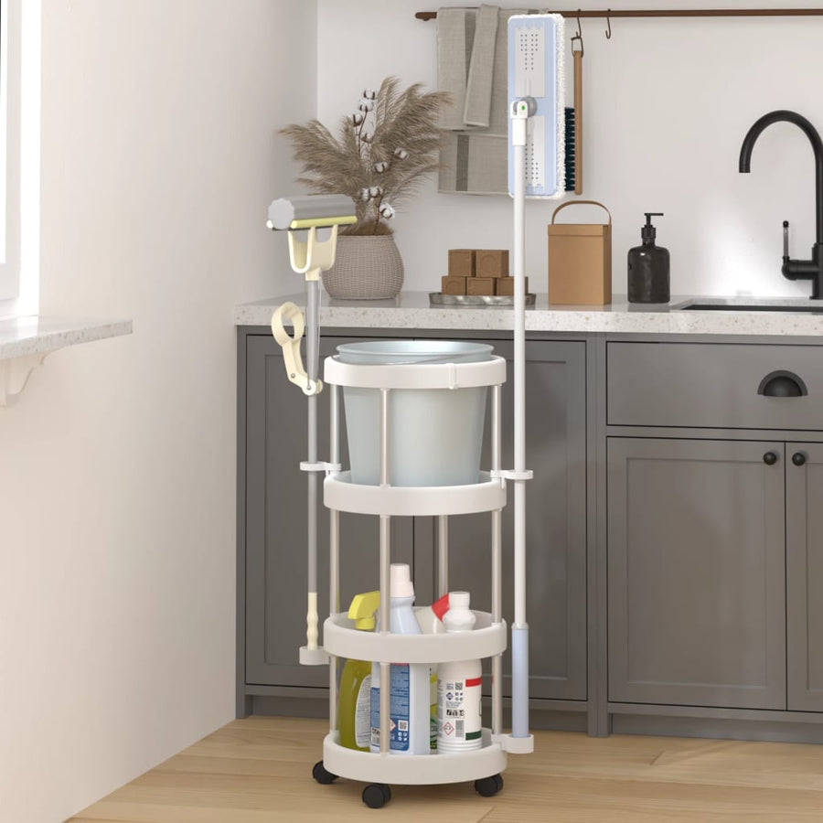 Cărucior Produse Curățenie Cu Coș De Depozitare, Aluminiu