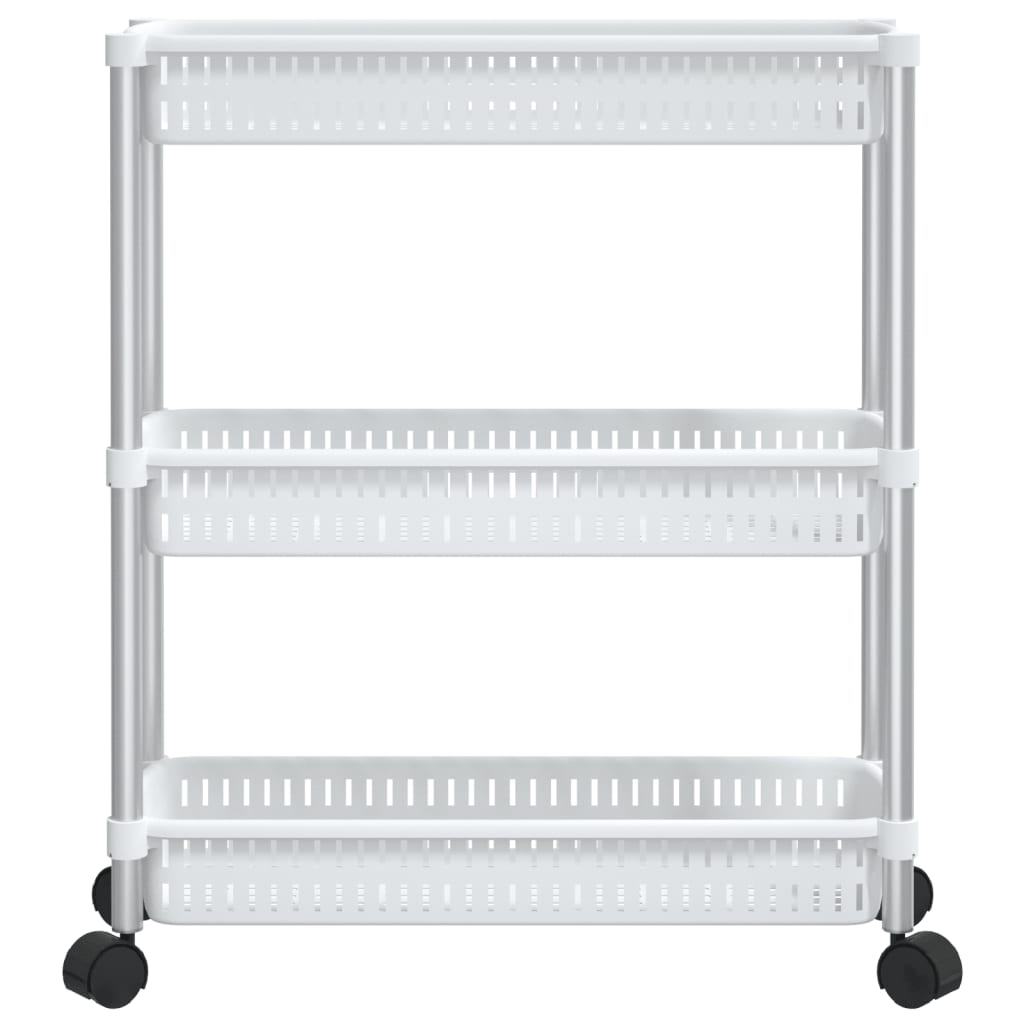 Cărucior De Depozitare Cu 3 Niveluri, Argintiu Și Alb, Aluminiu