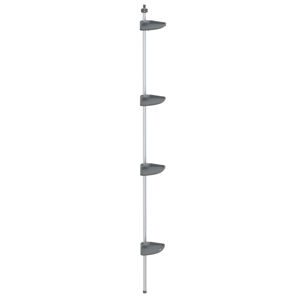 Raft De Colț Pentru Duș Telescopic 4 Niveluri Argintiu Aluminiu