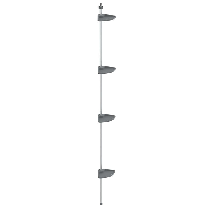 Raft De Colț Pentru Duș Telescopic 4 Niveluri Argintiu Aluminiu