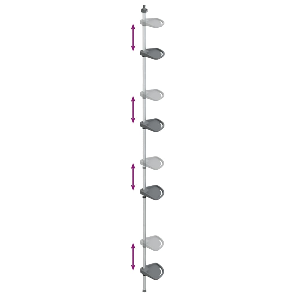 Raft De Colț Pentru Duș Telescopic 4 Niveluri Argintiu Aluminiu