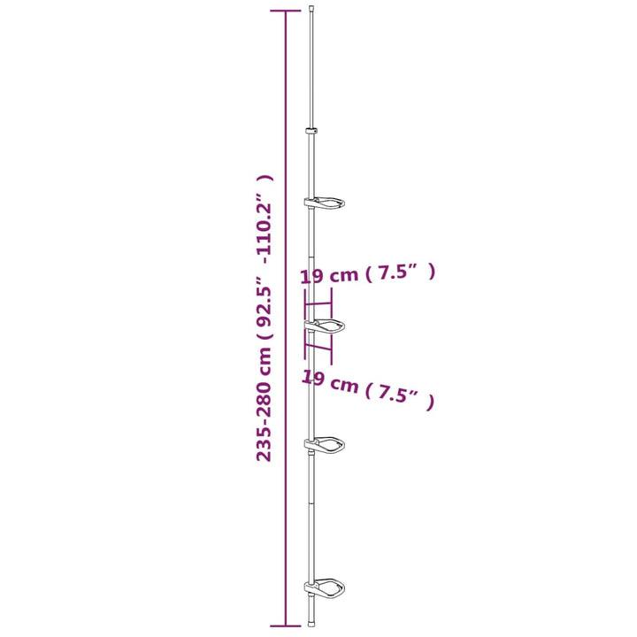 Raft De Colț Pentru Duș Telescopic 4 Niveluri Argintiu Aluminiu