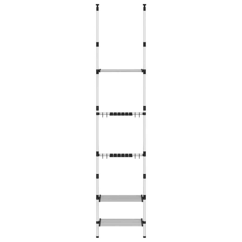 Raft Telescopic De Grădină Cu 3 Rafturi, Argintiu, Aluminiu