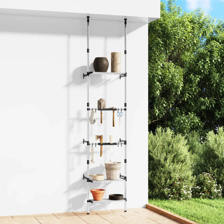 Raft Telescopic De Grădină Cu 3 Rafturi, Argintiu, Aluminiu