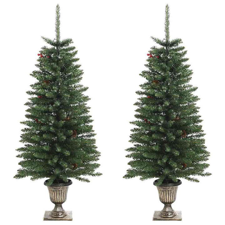 Brazi De Crăciun Artificiali, 2 Buc., Coroană, Ghirlandă Și Led