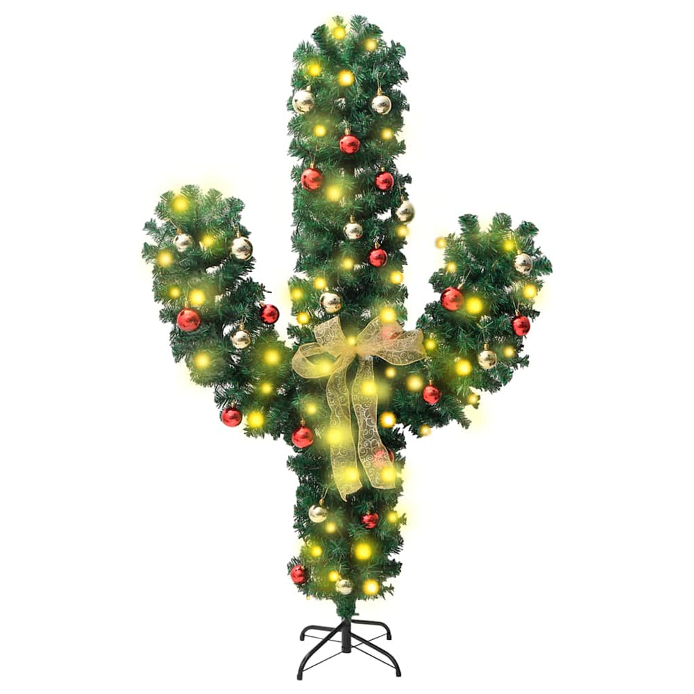 Cactus De Crăciun Cu Suport Și Led, Verde, , Pvc