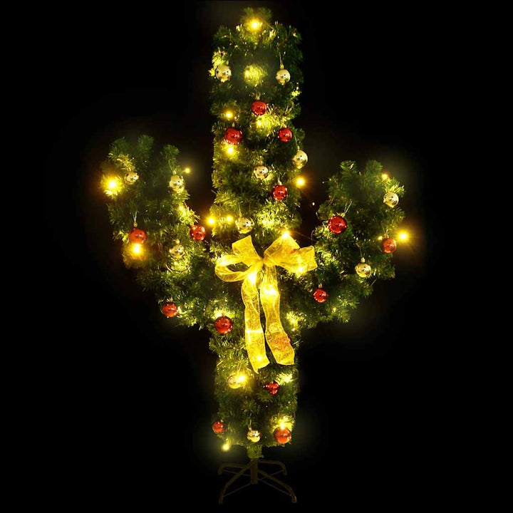 Cactus De Crăciun Cu Suport Și Led, Verde, , Pvc