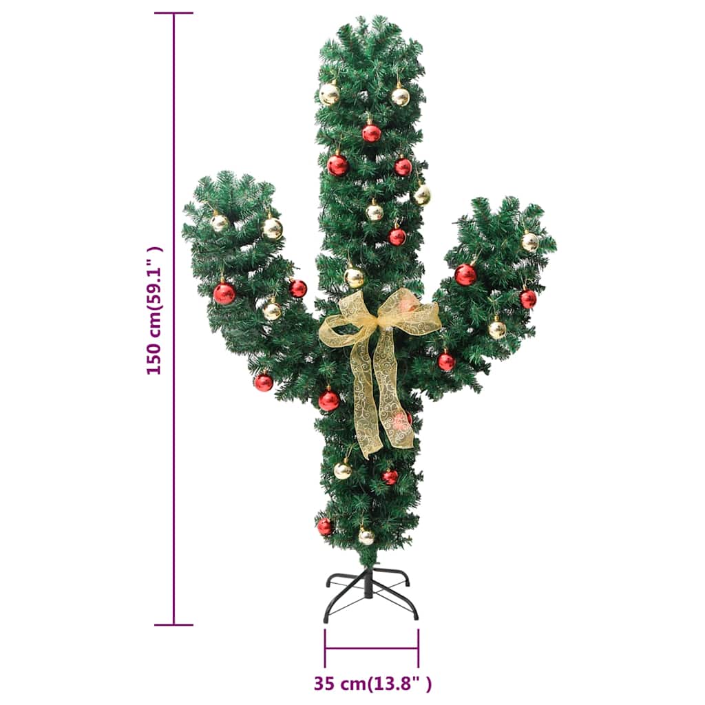 Cactus De Crăciun Cu Suport Și Led, Verde, , Pvc