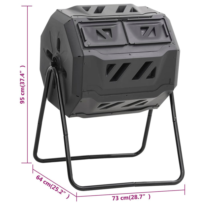 Recipient De Compost De Grădină, Negru, 73X64X95 Cm, 160 L