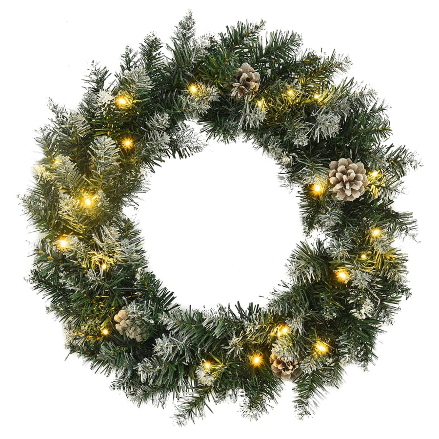 Coroniță De Crăciun Cu Becuri Led, Verde, 60 Cm, Pvc