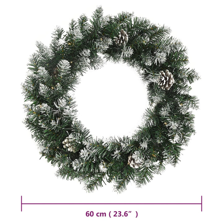 Coroniță De Crăciun Cu Becuri Led, Verde, 60 Cm, Pvc