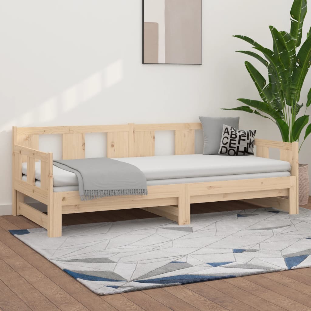 Pat Extensibil De Zi, 2X(90X200) Cm, Lemn Masiv De Pin