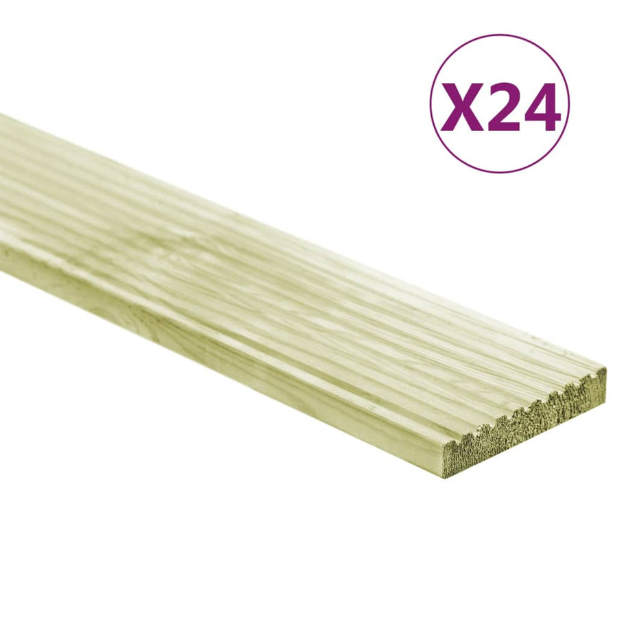 Plăci De Pardoseală 24 Buc. 3,48 M² 1 M, Lemn Masiv Pin Tratat