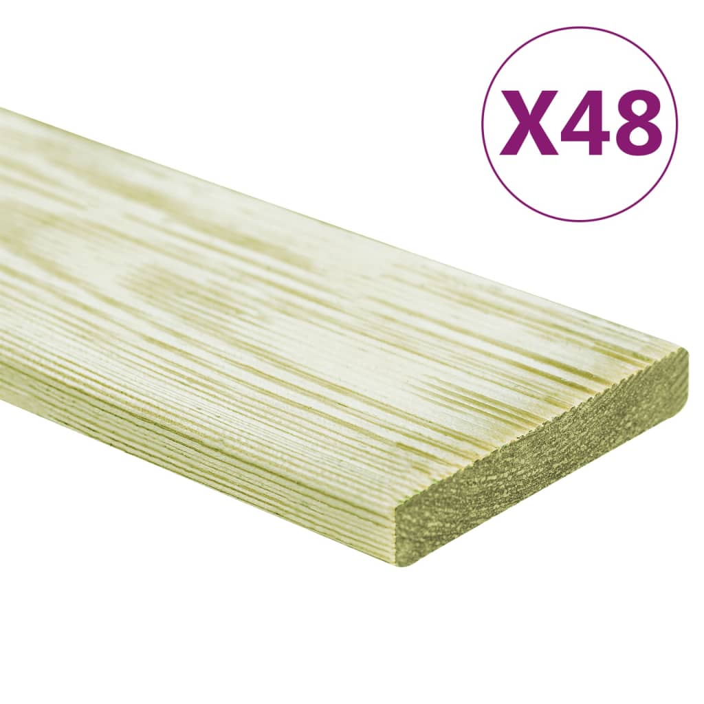 Plăci De Pardoseală 48 Buc. 5,76 M² 1 M, Lemn Masiv Pin Tratat