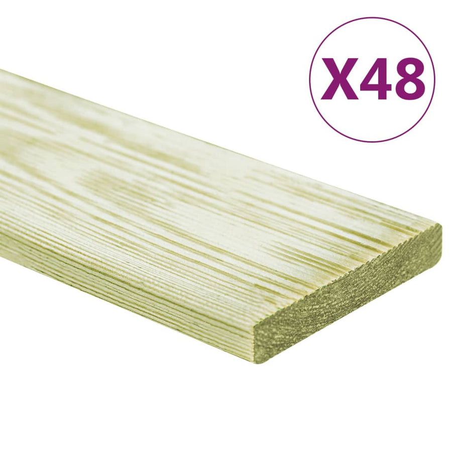 Plăci De Pardoseală 48 Buc. 5,76 M² 1 M, Lemn Masiv Pin Tratat
