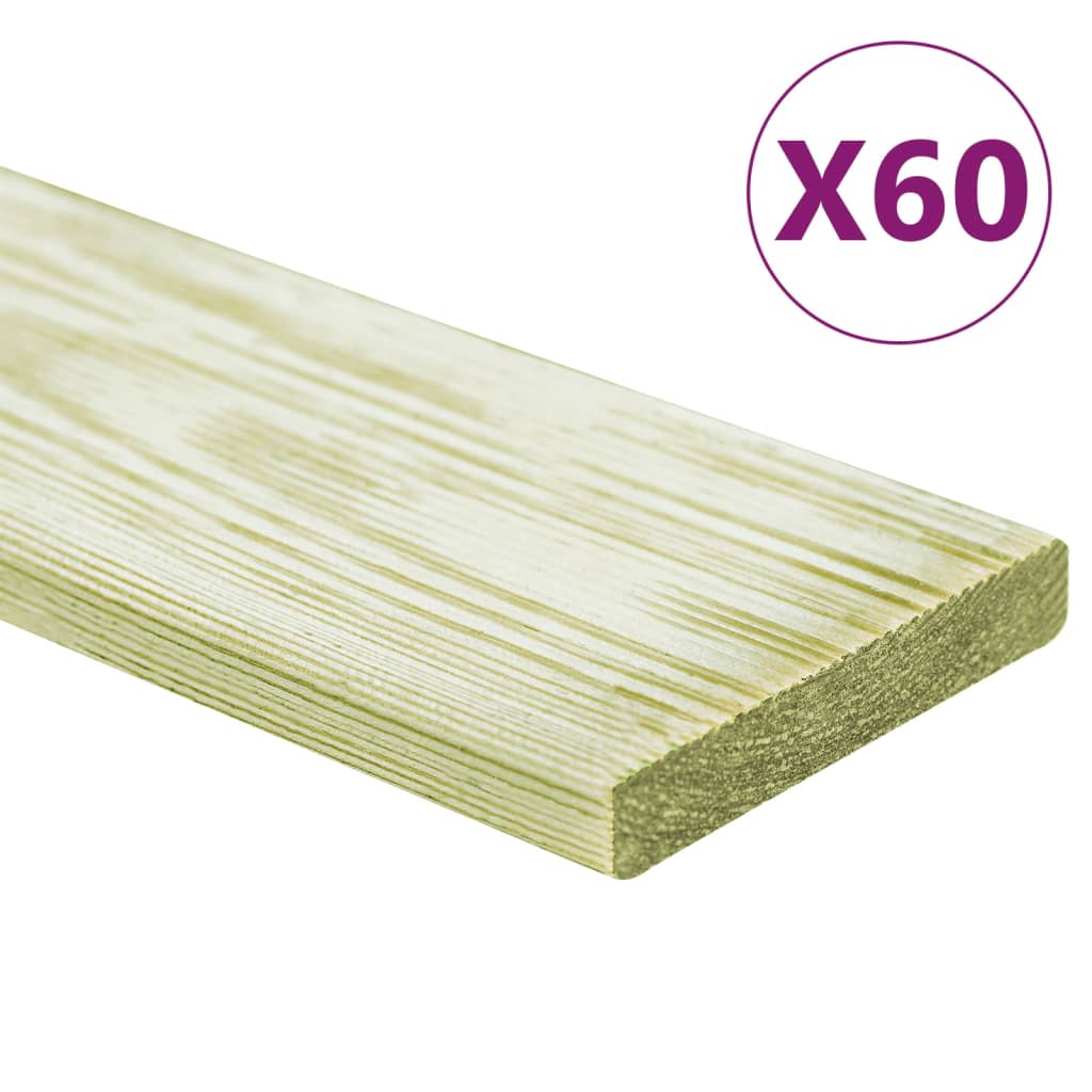 Plăci De Pardoseală 48 Buc. 5,76 M² 1 M, Lemn Masiv Pin Tratat