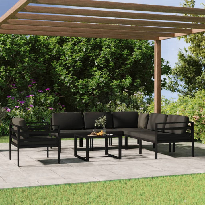 Set Mobilier De Grădină Cu Perne, 7 Piese, Antracit, Aluminiu