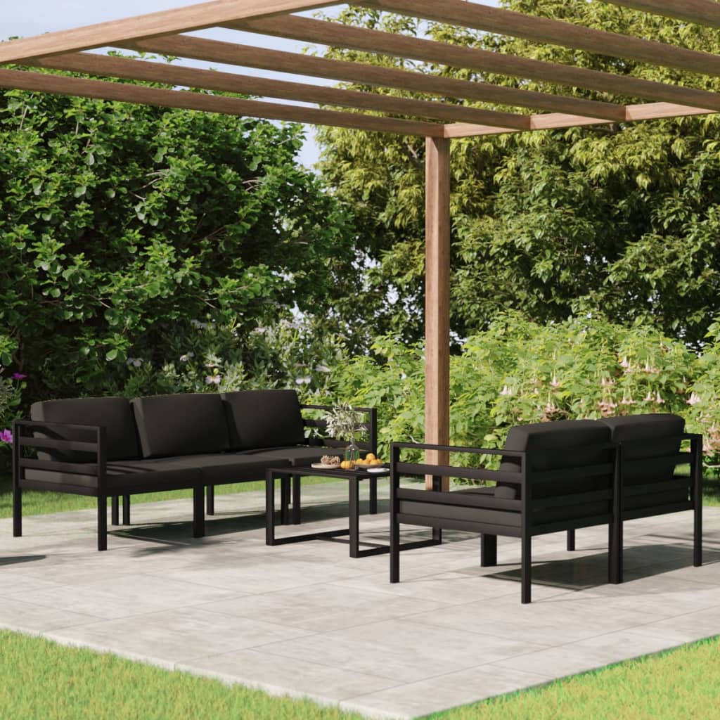 Set Mobilier De Grădină Cu Perne, 5 Piese, Antracit, Aluminiu