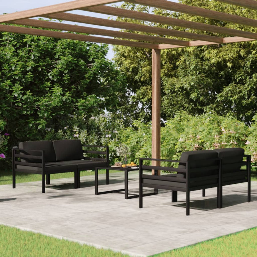 Set Mobilier De Grădină Cu Perne, 5 Piese, Antracit, Aluminiu